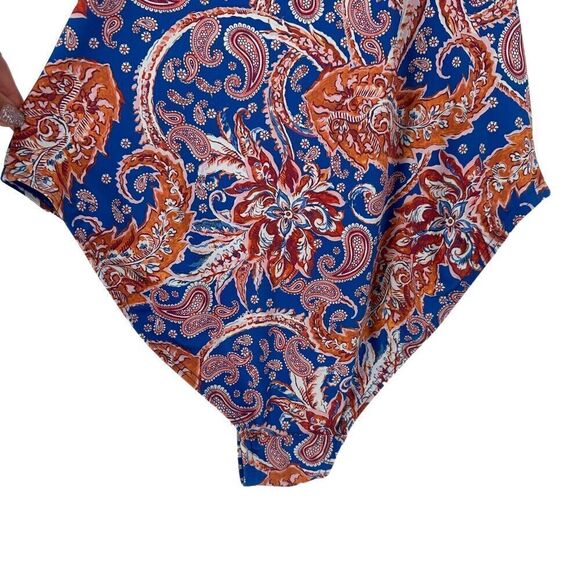 Nip Tuck Swimsuit One Piece Size 8 Tummy Control Ruched Slimming Blue Paisley - Picture 8 of 13